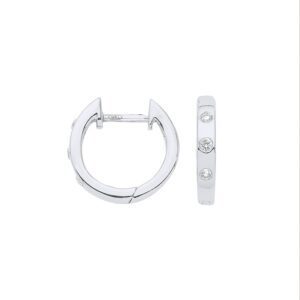 9ct White Gold 0.08ct Rubover Huggies