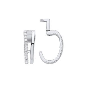 9ct White Gold 0.08ct Single Cuff Earring