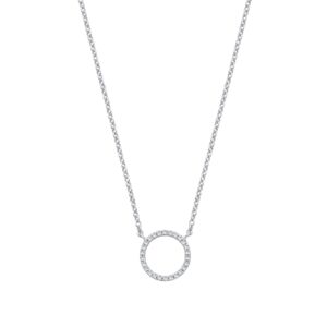 9ct White Gold 0.08ctw Necklace (chain 17")