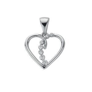 9ct White Gold 0.10ct Diamond Heart Pendant