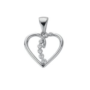 9ct White Gold 0.10ct Diamond Heart Pendant