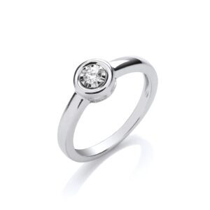9ct White Gold 0.10ct Rub-over Illusion Set Ring