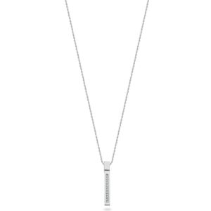 9ct White Gold 0.12ct Diamond Drop Pendant With 18in/45cm Chain