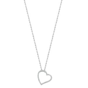 9ct White Gold 0.12ct Diamond Heart Pendant With 18in/45cm Chain