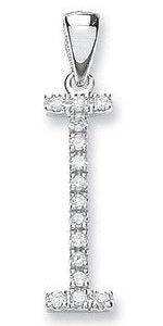 9ct White Gold 0.12ct Diamond I Initial