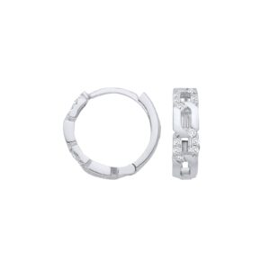 9ct White Gold 0.12ctw Diamond Huggie Earrings