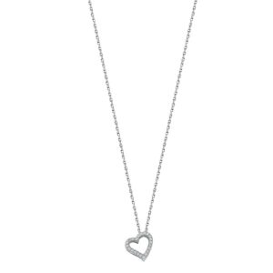 9ct White Gold 0.13ct Diamond Heart Pendant With 18in/45cm Chain
