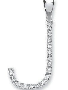 9ct White Gold 0.13ct Diamond J Initial