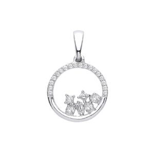 9ct White Gold 0.14ct Diamond Circle Pendant
