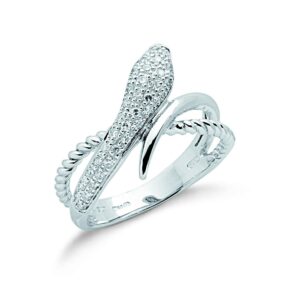 9ct White Gold 0.15ct Diamond Snake Ring