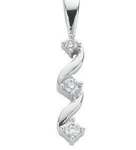 9ct White Gold 0.15ct Diamond Trilogy Pendant