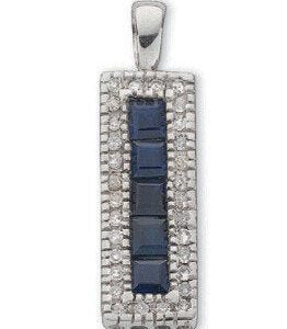 9ct White Gold 0.16ct Diamond & 0.70ct Blue Sapphire Drop Pendant