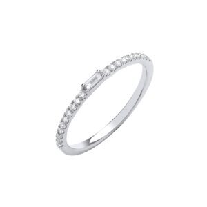 9ct White Gold 0.17ct Et Ring With Baguette In Centre