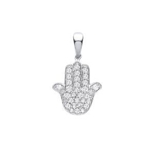 9ct White Gold 0.18ct Diamonds Hamsa Pendant