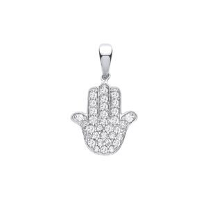 9ct White Gold 0.18ct Diamonds Hamsa Pendant
