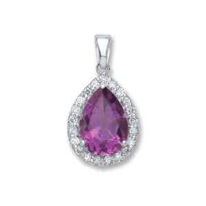 9ct White Gold 0.20ct Diamond 1.75ct Amthy.pear Shape Pendant