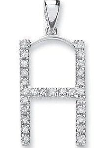 9ct White Gold 0.20ct Diamond H Initial