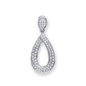 9ct White Gold 0.20ct Pear Diamond Drop Pendant