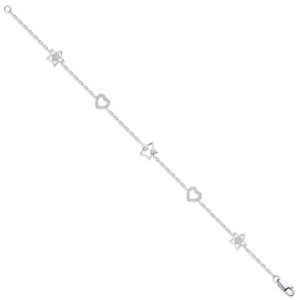9ct White Gold 0.20ctw Hearts & Stars Diamond Bracelet