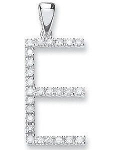 9ct White Gold 0.21ct Diamond E Initial