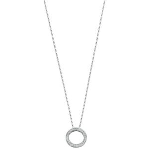 9ct White Gold 0.25ct Diamond Circle Pendant With 18in/45cm Chain