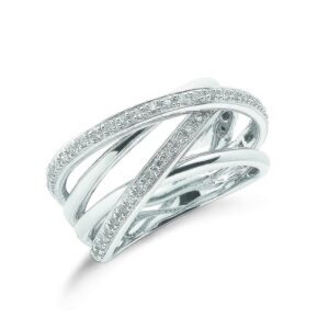 9ct White Gold 0.25ct Diamond Crossover Ring