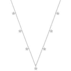 9ct White Gold 0.27ctw 7 Florets Pendant (18in/45cm) Chain