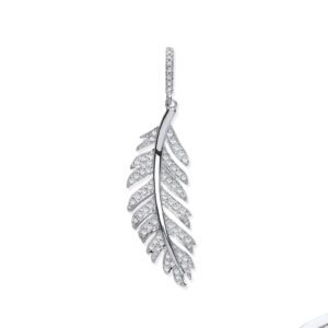 9ct White Gold 0.30ct Feather Shape Diamond Pendant