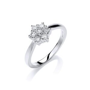 9ct White Gold 0.33ct Diamond 7st Cluster Ring