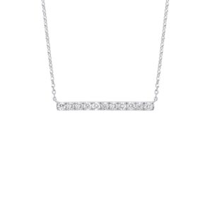 9ct White Gold 0.33ct Diamond Bar Necklace (18in/45cm) Chain