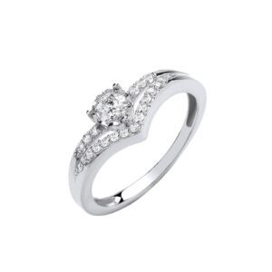 9ct White Gold 0.33ct Split Shank Engagement Ring