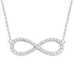 9ct White Gold 0.47ctw Goldsi Infinity Pendant (18in/45cm) Chain