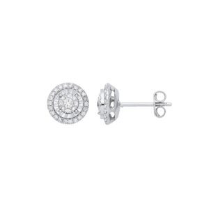 9ct White Gold Multi Circles Stud Diamond 0.36ctw Earrings