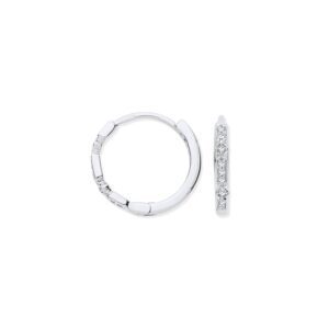 9ct White Gold Round 0.08ctw Diamond Hoops