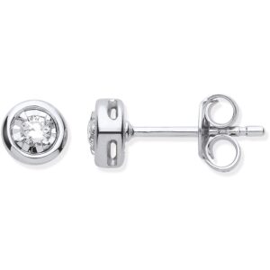 9ct White Gold Rub-over Illusion Set 0.10ctw Diamond Studs