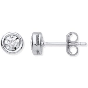 9ct White Gold Rub-over Illusion Set 0.15ctw Diamond Studs