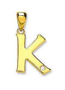 9ct Yellow Gold 0.01ct Diamond K Initial