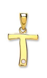 9ct Yellow Gold 0.01ct Diamond T Initial