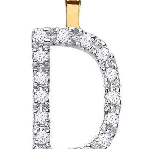 9ct Yellow Gold 0.05ct Diamond D Initial