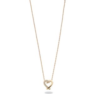 9ct Yellow Gold 0.05ct Diamond Heart Pendant With 18in/45cm Chain