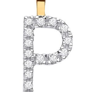 9ct Yellow Gold 0.05ct Diamond P Initial