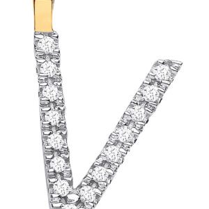 9ct Yellow Gold 0.05ct Diamond V Initial
