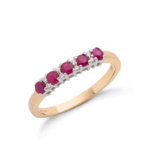 9ct Yellow Gold 0.06ct Diamond & 0.70ct Ruby Eternity Ring