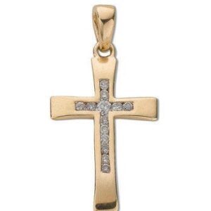 9ct Yellow Gold 0.12ct Diamond Cross
