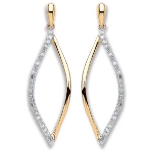 9ct Yellow Gold 0.15ct Dia Drop Earrings
