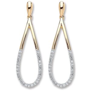 9ct Yellow Gold 0.15ct Dia Drop Earrings
