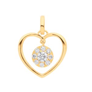9ct Yellow Gold 0.30ct Heard Shape Drop Pendant
