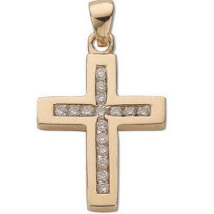 9ct Yellow Gold 0.32ct Diamond Cross
