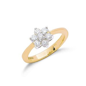 9ct Yellow Gold 0.50ctw Diamond Flower / Cluster Ring