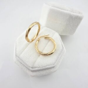 9ct Yellow Gold 19mm Twisted Hoop Earrings